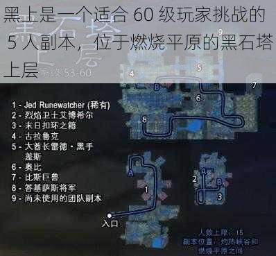 黑上是一个适合 60 级玩家挑战的 5 人副本,位于燃烧平原的黑石塔上层